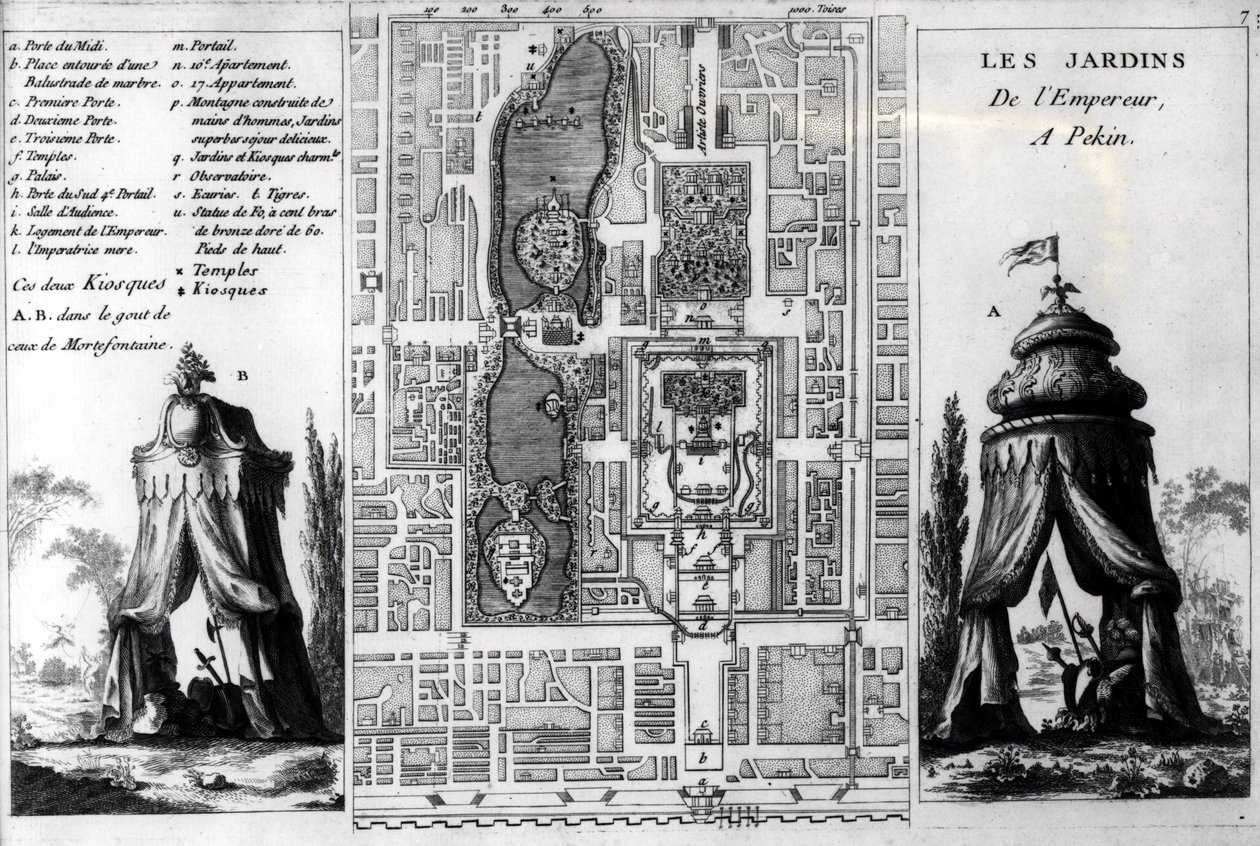 Plano de los Jardines del Emperador de Pekín, de Jardins Anglo-Chinois a la Mode, por George Louis le Rouge, publicado c.1776-78 de French School