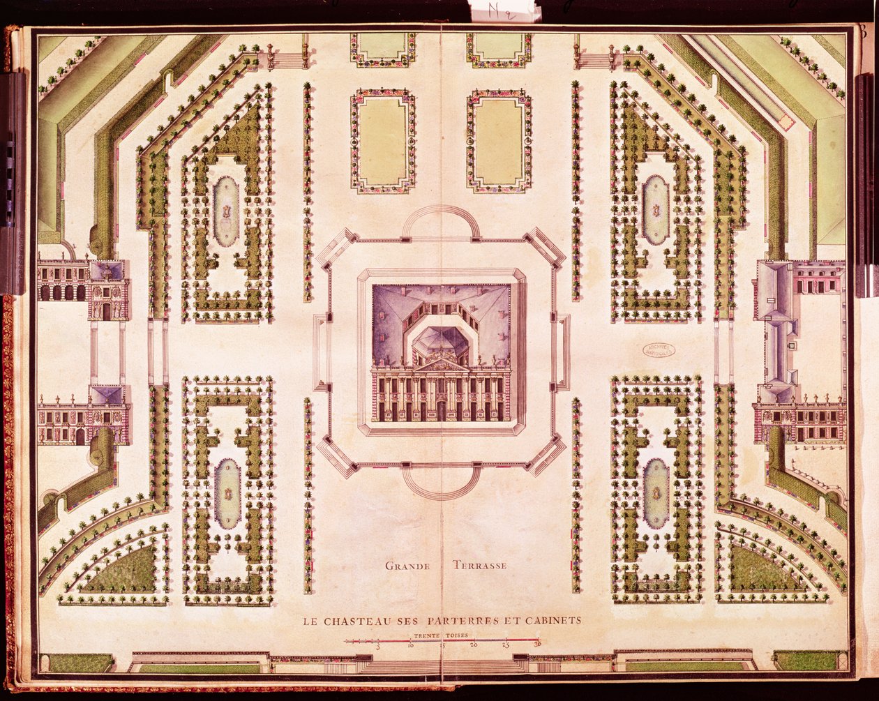 Plano de la Gran Terraza del Château de Marly, 1714 de French School