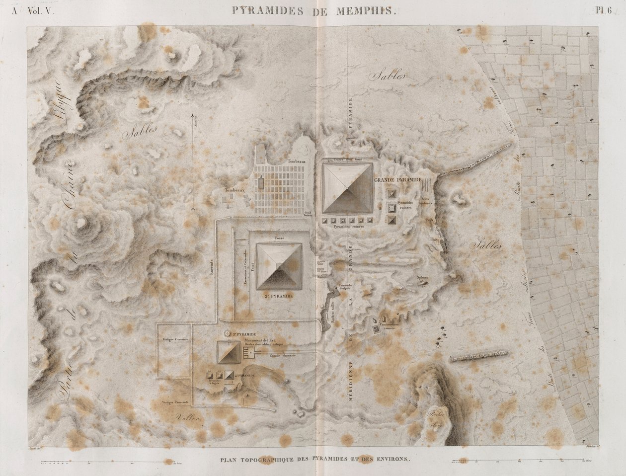 Plano de las Pirámides de Menfis y el área circundante de French School