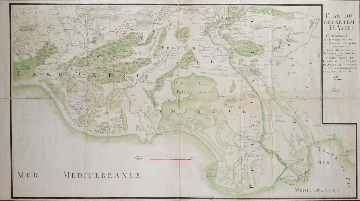 Plano de los departamentos de Arles, 1789 de French School
