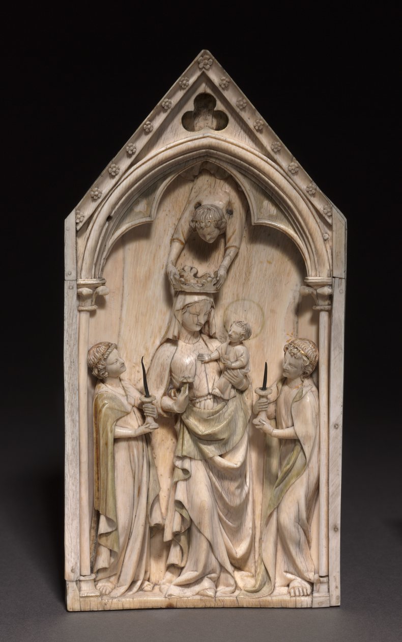 Placa: La Virgen y el Niño con ángeles, París, c.1320-1330 de French School