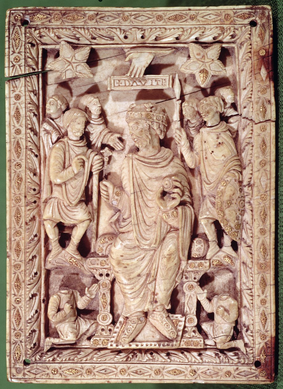 Placa que representa al Rey David entronizado, de Reims, siglos IX-X de French School