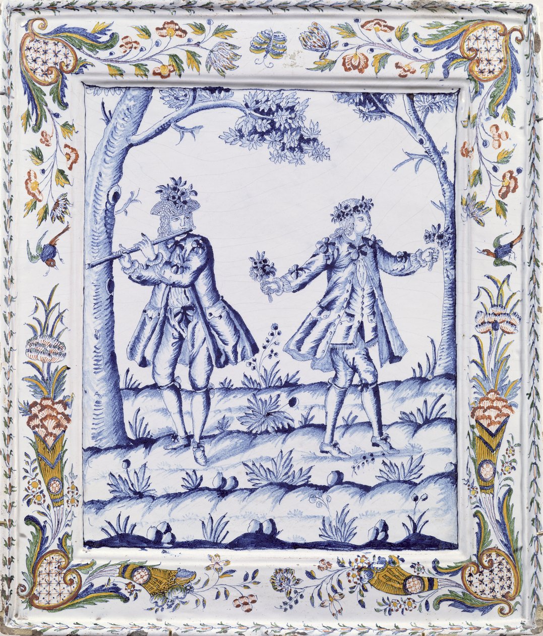 Placa que representa una escena de La flauta mágica de French School