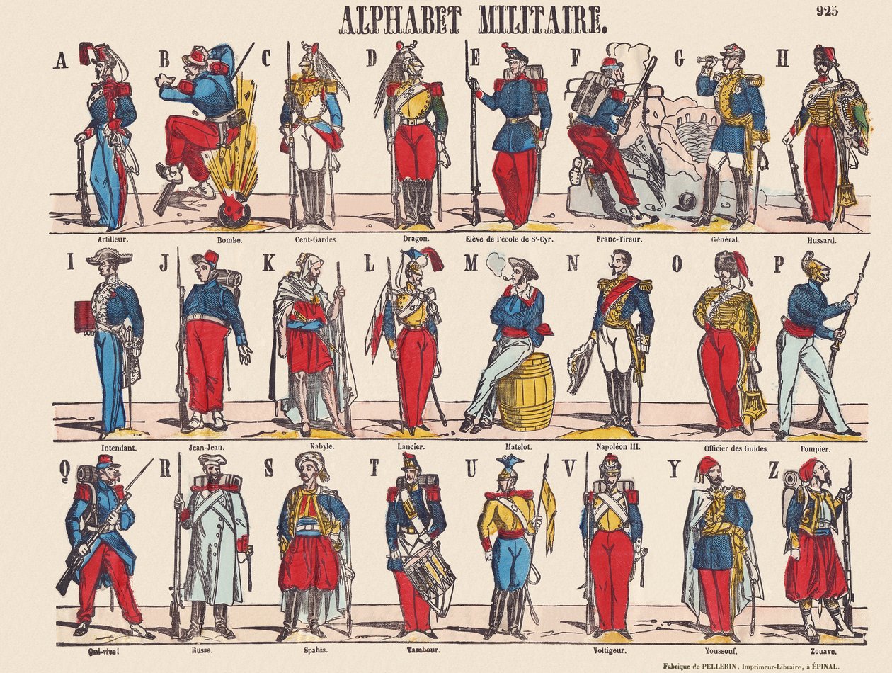 Placa que representa un alfabeto militar de French School