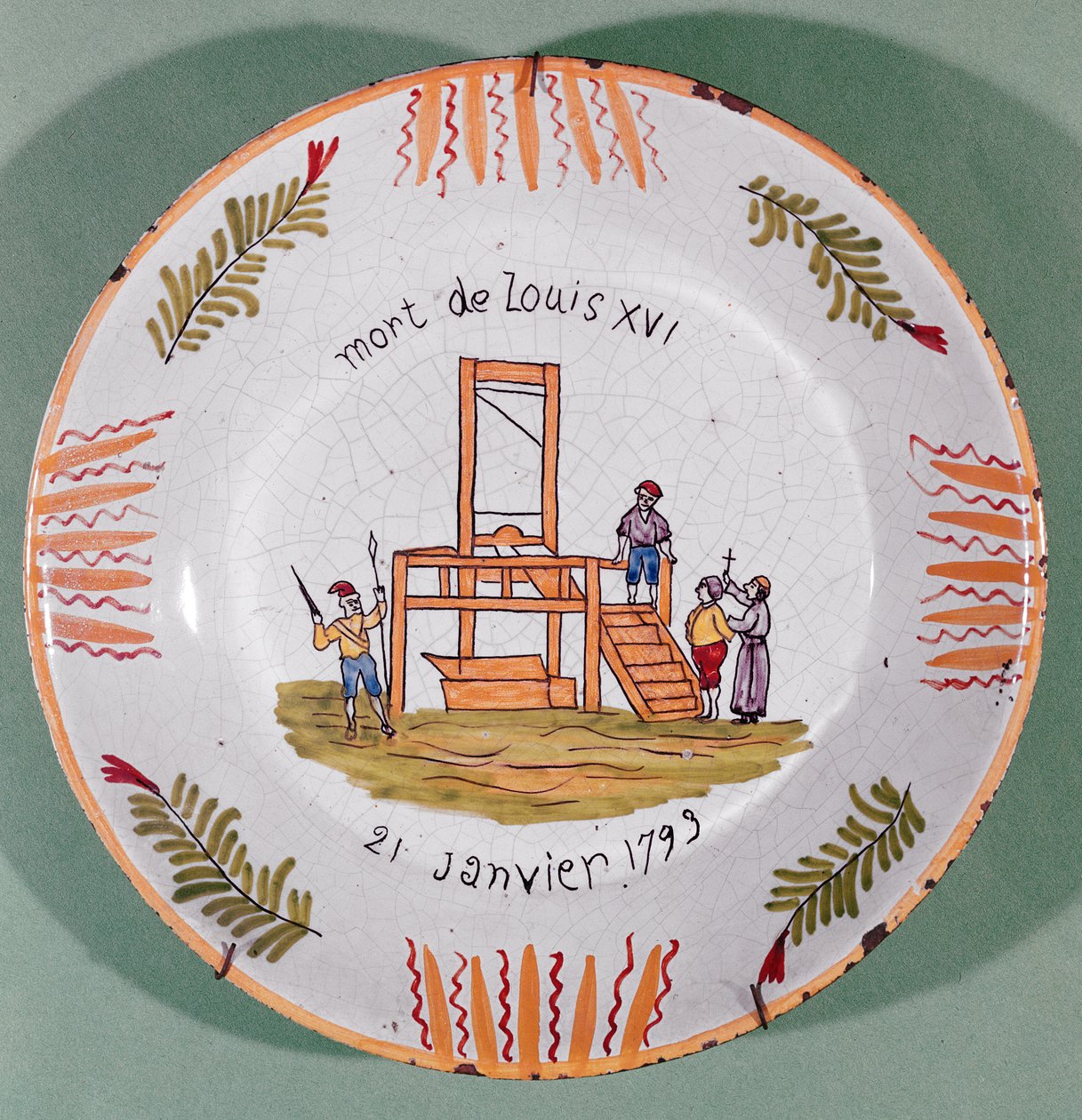 Plato con motivo revolucionario francés conmemorando la ejecución de Luis XVI el 21 de enero de 1793 de French School