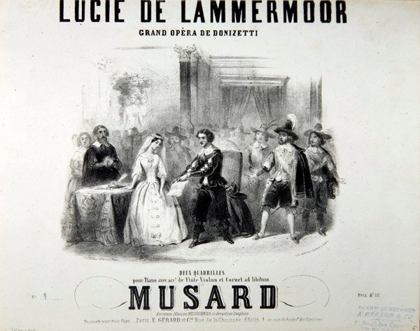 Cartel de la ópera Lucie de Lammermoor, de Gaetano Donizetti, impreso por Bertauts de French School