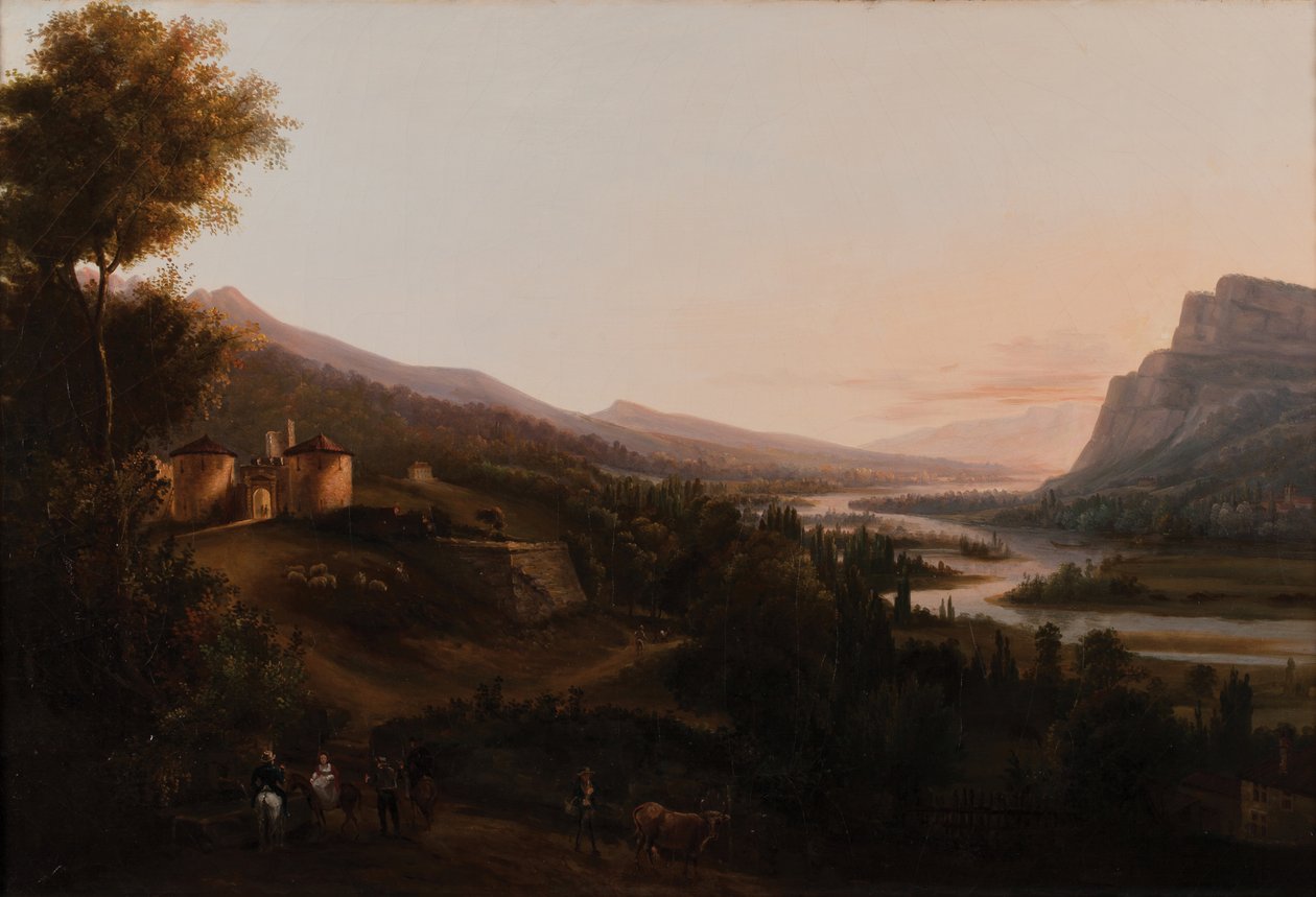 Valle de Pontcharra o Valle de Isère, Château Bayard 1800 1850 (Óleo sobre lienzo) de French School