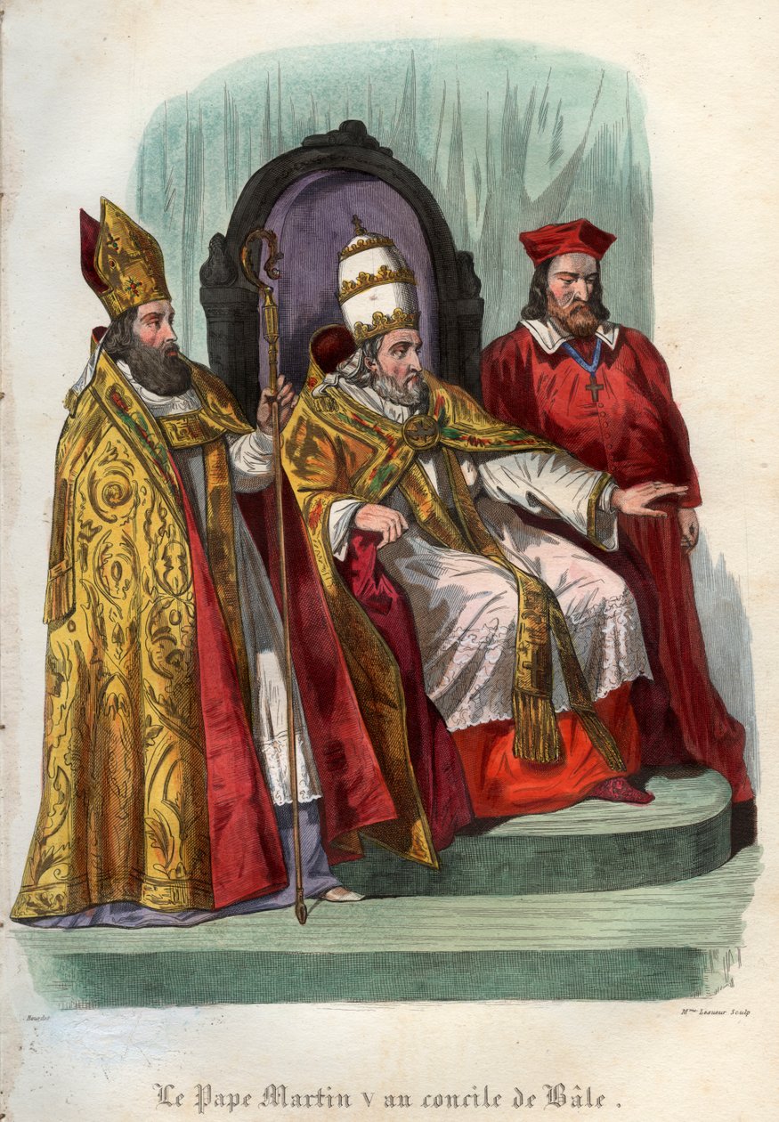El Papa Martín V (1368-1431) en el Concilio de Basilea en 1431 de French School