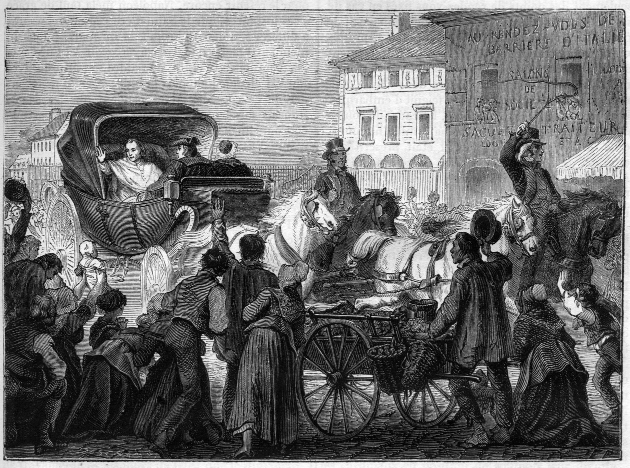 El Papa Pío VII (PIO PIUS) (1742-1823) dejó París el 4 de abril de French School