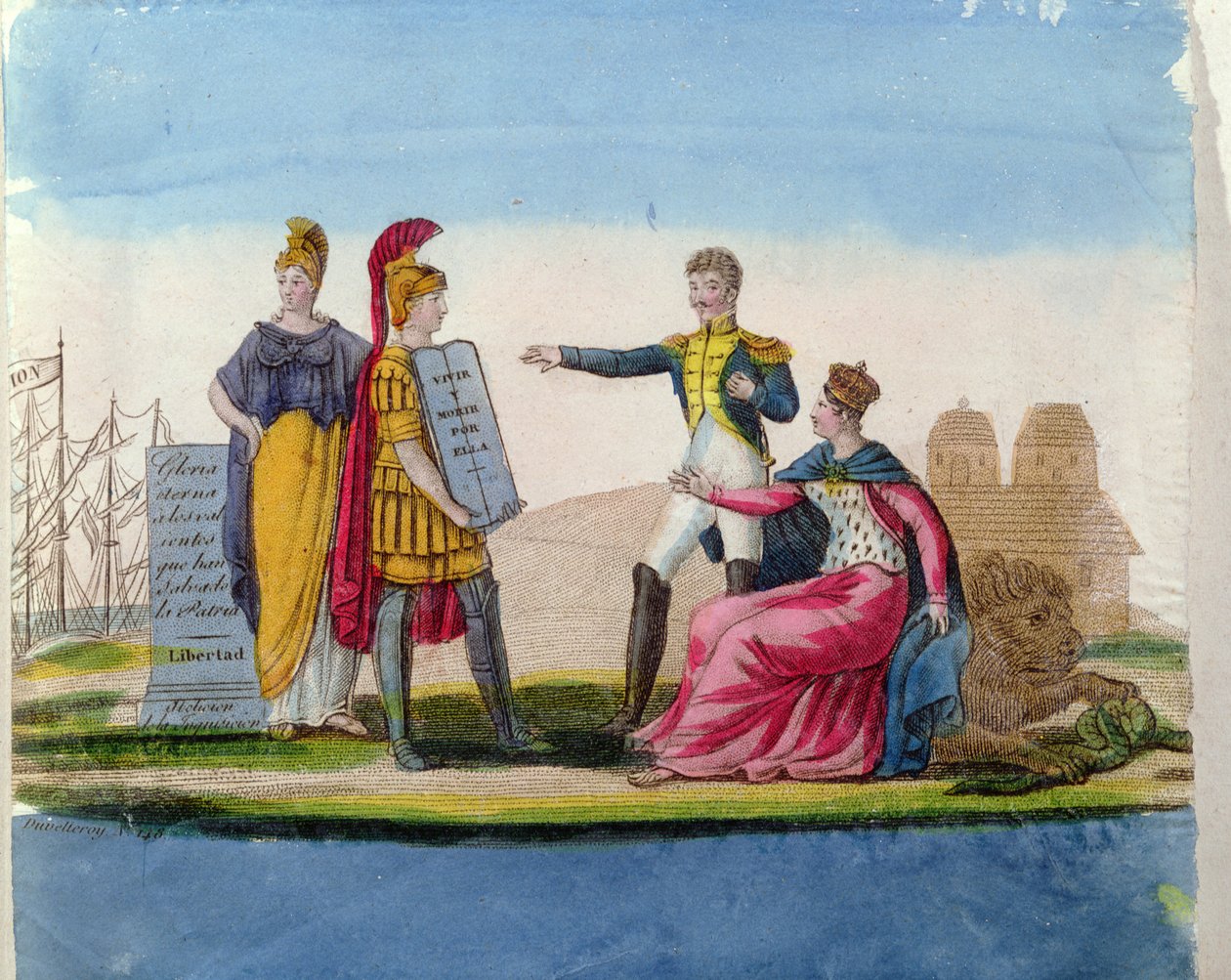 Imágenes populares en alabanza de Bolívar, c.1820-30 de French School