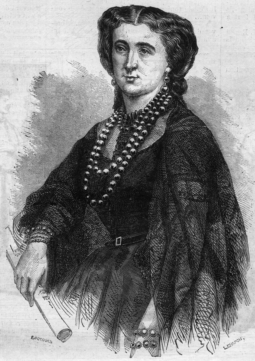 Retrato de Anna de La Grange (Lagrange) (1824-1909), cantante francesa. Grabado en "Le Monde Illustré" n°341 del 24 de octubre de 1863 de French School