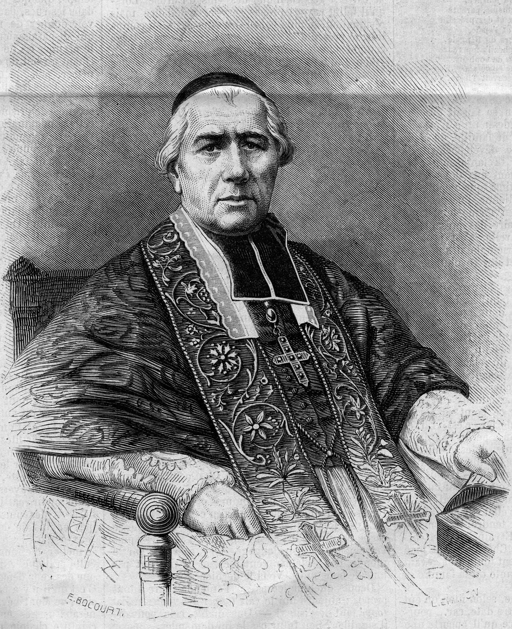 Retrato de Francois Nicolas Madeleine Morlot (1795-1862), arzobispo de París. Grabado en "Le Monde Illustré" n°299 del 3 de enero de 1863 de French School