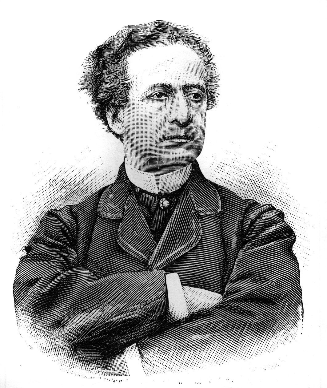 Retrato de Jean Baptiste Prospere Bressant (1815-1886), comediante francés de la Comédie Française. Grabado en "Le Monde Illustré", 30 de enero de 1886 de French School