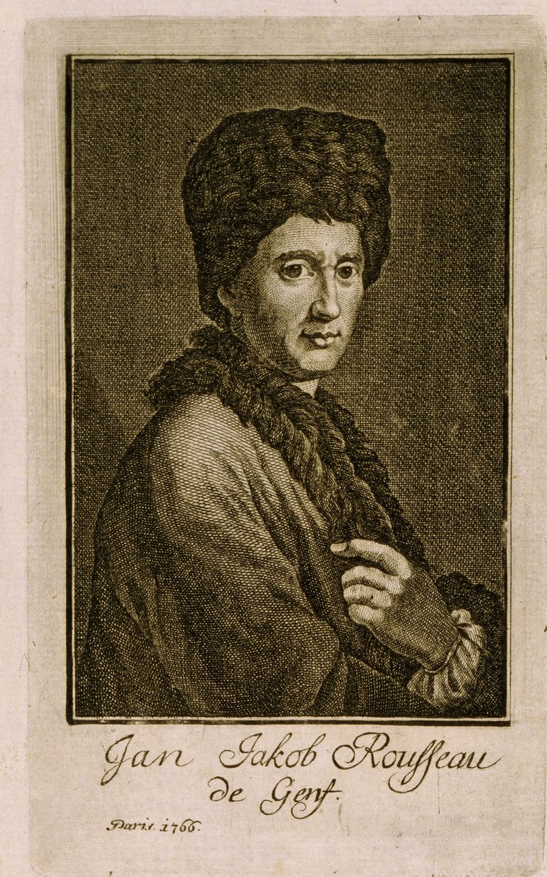 Retrato de Jean Jacques Rousseau (1712-1778). Obra anónima, grabado de 1766. Arte francés de French School