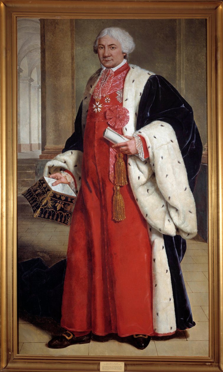 Retrato de cuerpo entero de Claude Ambroise Regnier (1746-1814), abogado en el parlamento y diputado en el Tercer Estado, ministro de justicia de 1802 a 1813. Anónimo. Siglo XVIII. Nancy, museo histórico lorenés de French School