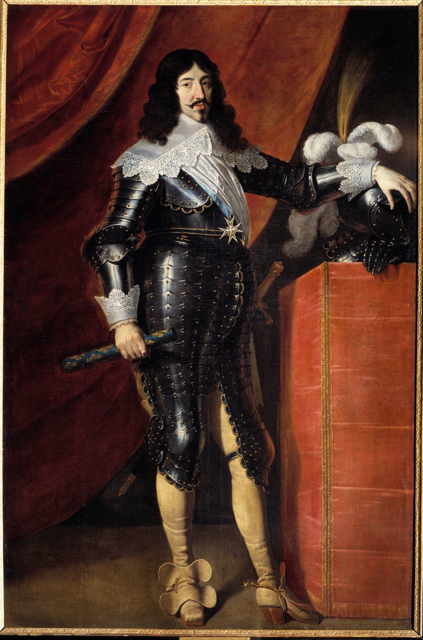 Retrato de cuerpo entero de Luis XIII (1601-1643) en armadura. Pintura de la Escuela Francesa del siglo XVII. Museo del castillo de Chambord de French School