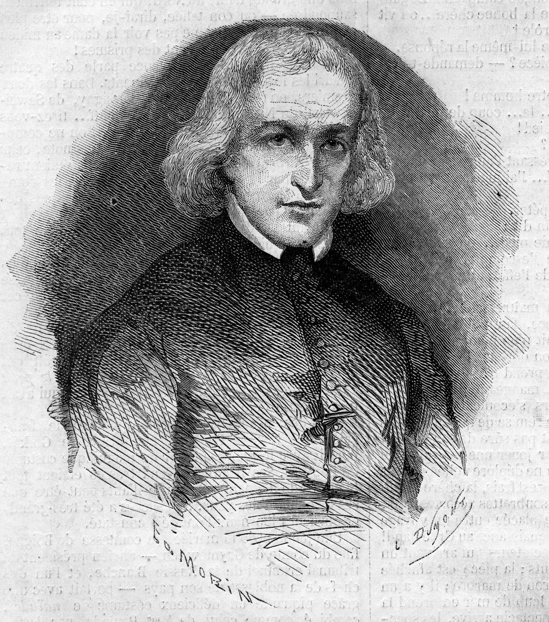 Retrato del Abate Charles Eleonore Dufriche Desgenettes, párroco de la iglesia de Notre Dame des Victoires en París (Grabado en 