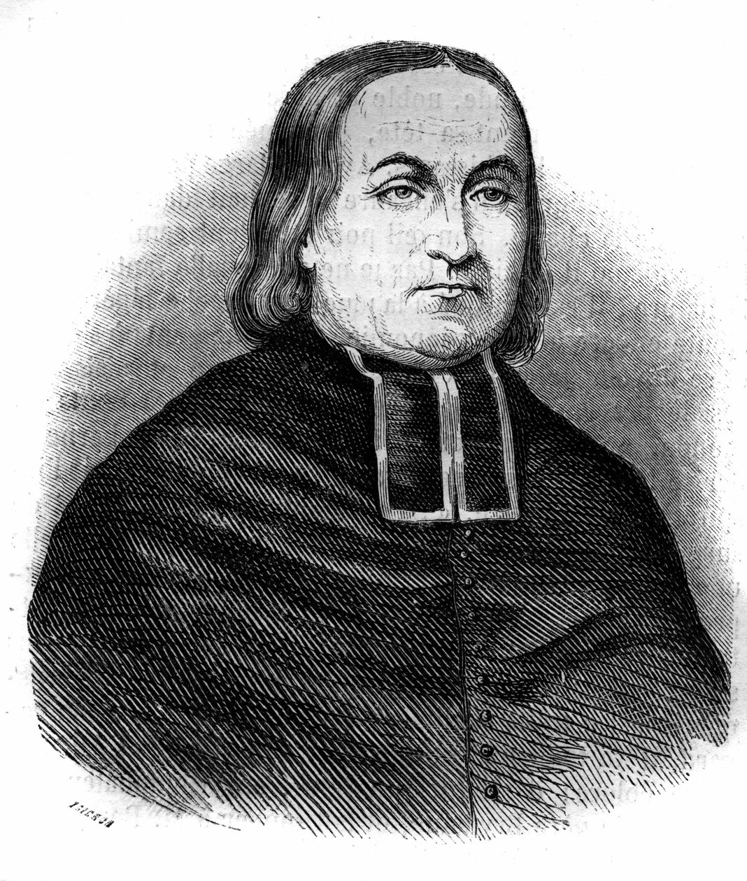 Retrato del Abad Theodore Combalot (1798-1873), eclesiástico francés, fundador de la Congregación de las “Religiosas de la Asunción”. Grabado de 1852 de French School