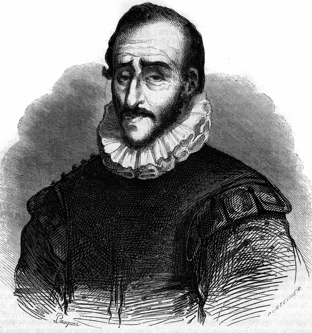 Retrato de Adam de Craponne (1526-1576), ingeniero francés. Grabado en 