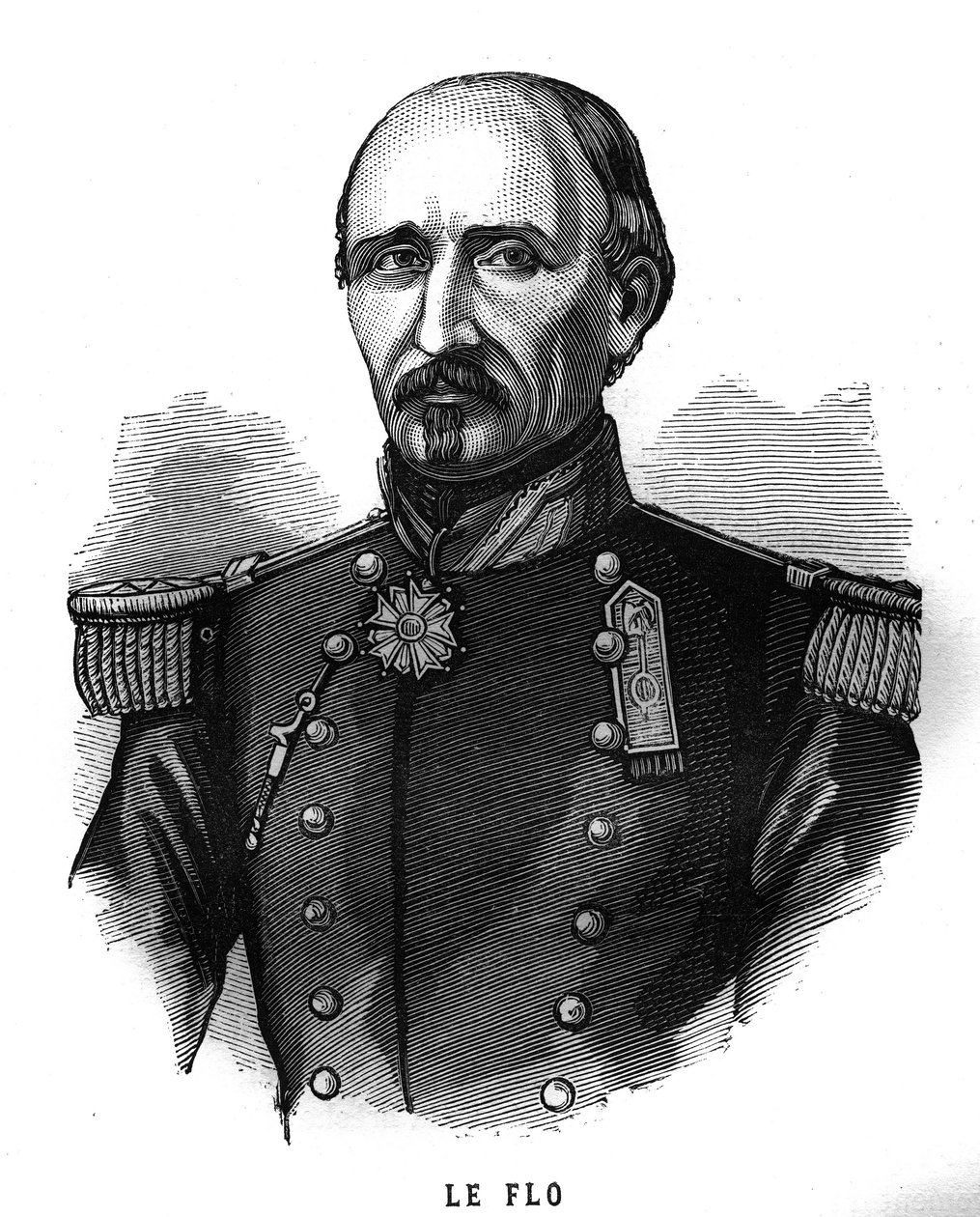 Retrato de Adolphe Le Flo (1804-1887), general del ejército francés y político. Grabado en "Les Illustrations De L