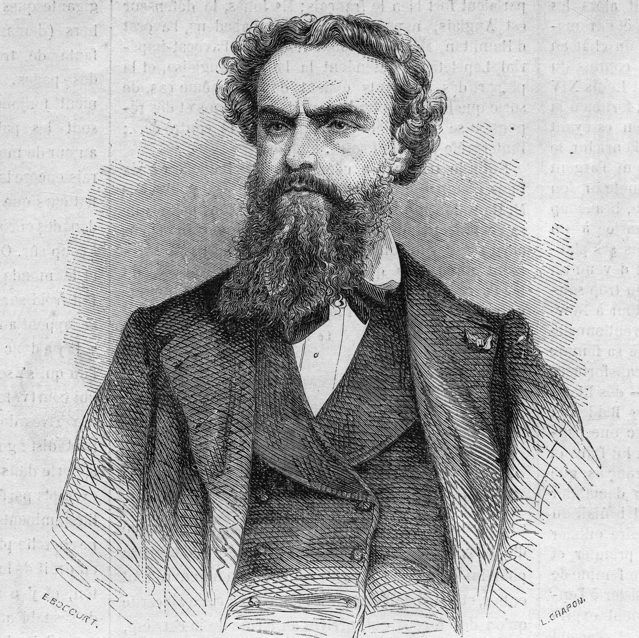 Retrato de Alexandre Cabanel (1823-1899), pintor francés. Grabado en "Le Monde Illustré" n°338 del 3 de octubre de French School