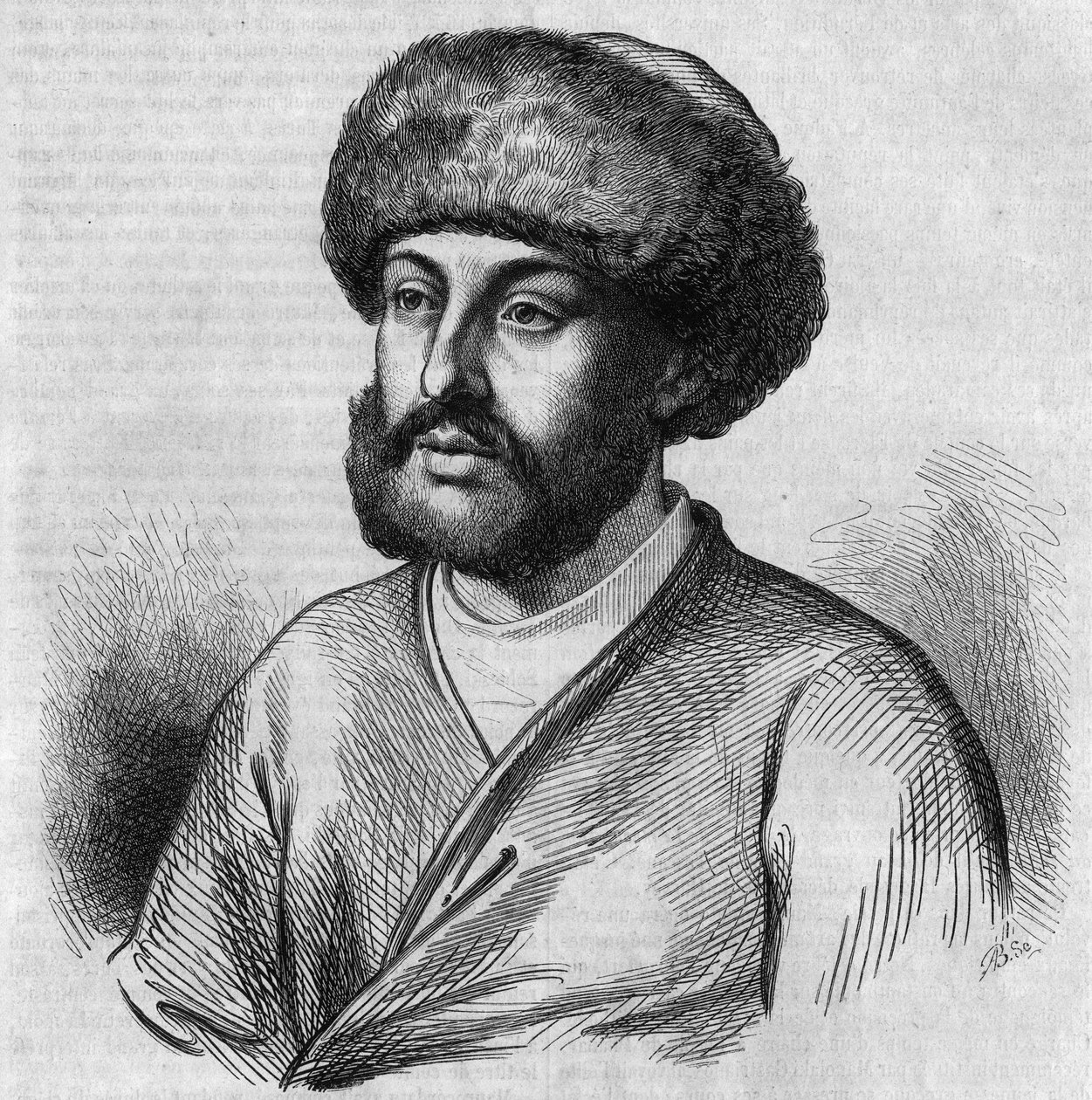 Retrato de Alexandre Maurocordato (Mavrocordatos) (1636-1709), político griego, intérprete para el gobierno otomano. Grabado por Chevignard en "El Magasin Pintoresco" de French School