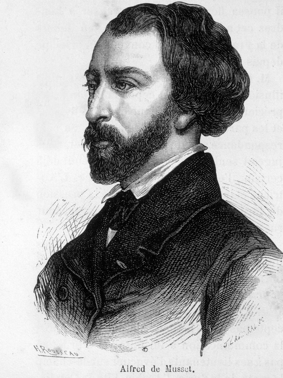 Retrato de Alfred de Musset (1810 - 1857) escritor francés. de French School