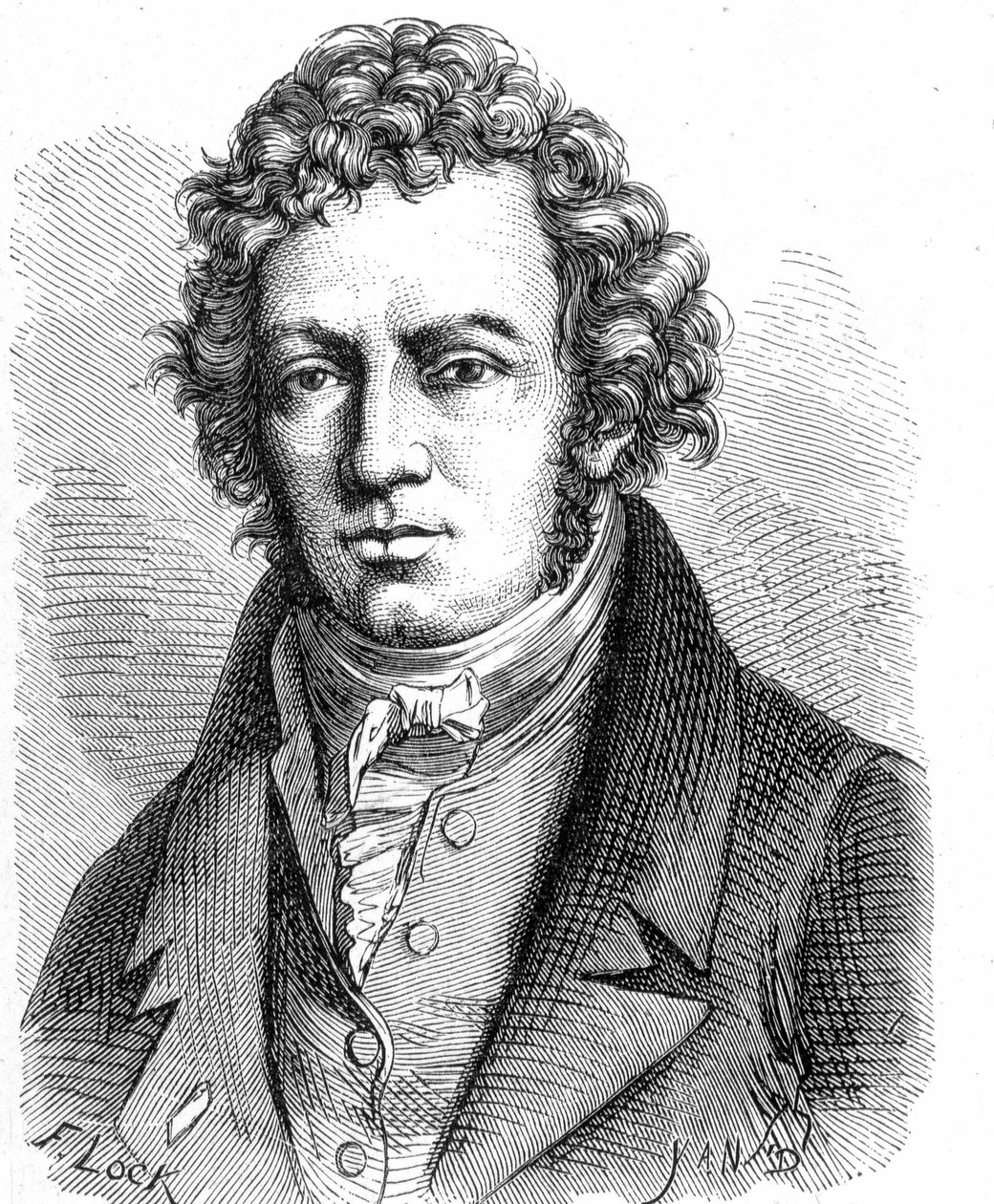 Retrato de André Marie Ampère (1775 - 1836), físico francés - en “Álbum de la Ciencia; científicos ilustres; Grandes descubrimientos” 1896 de French School
