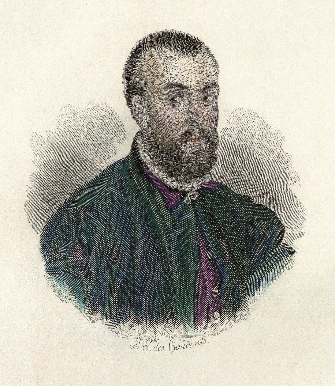 Retrato de André Vesale (1514-1564), médico flamenco que practicó en España e Italia. en “Retratos de Hombres Útiles” de French School