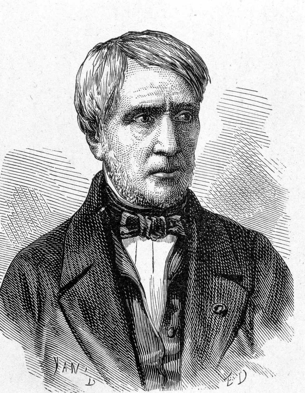 Retrato de Antoine Cesar Becquerel (1788 - 1878), físico francés - en “Álbum de la Ciencia; eruditos ilustres; Grandes descubrimientos” 1896 de French School
