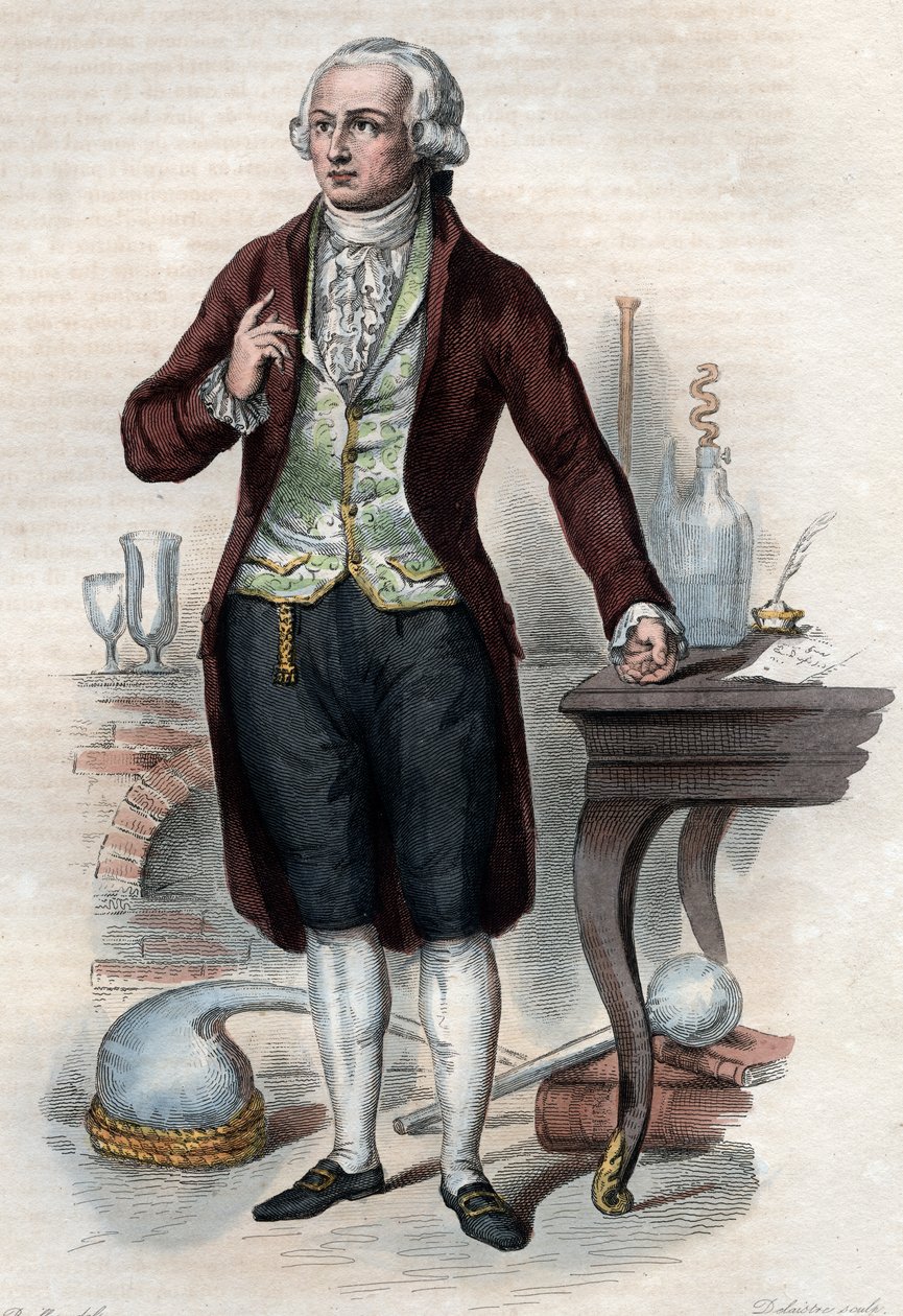 Retrato de Antoine Laurent de Lavoisier (1743-1794), químico francés de French School
