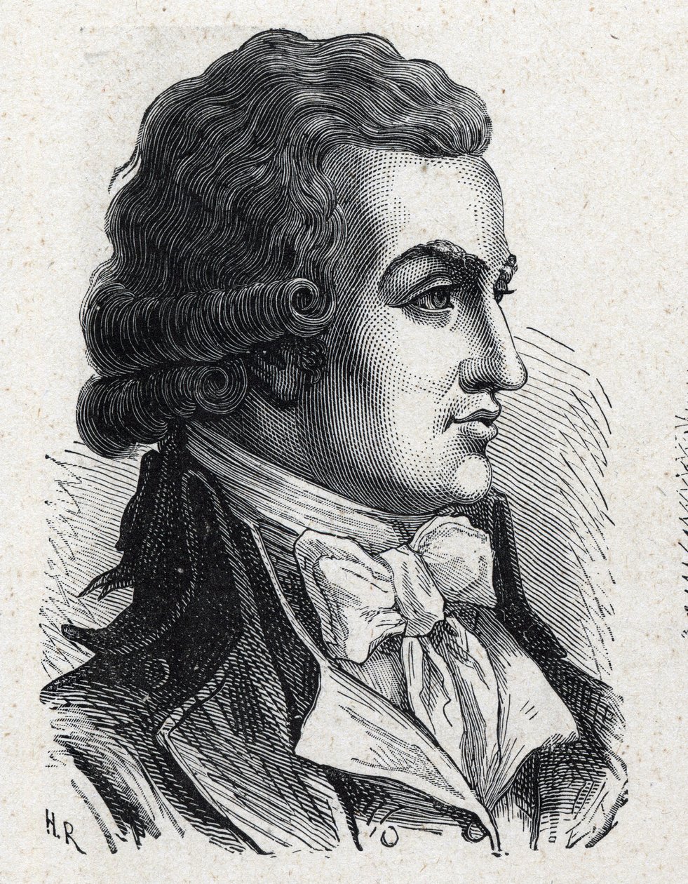 Retrato de Antoine Pierre Joseph Marie Barnave (1761-1793) político francés. Grabado de 1889. Colección privada. de French School