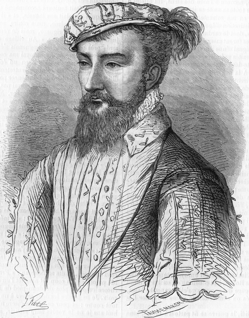 Retrato de Antonio de Borbón (1518-1562), Rey de Navarra y padre del Rey Enrique IV. En “Histoire Populaire de la France”, sd. circa 1885. Grabado. de French School