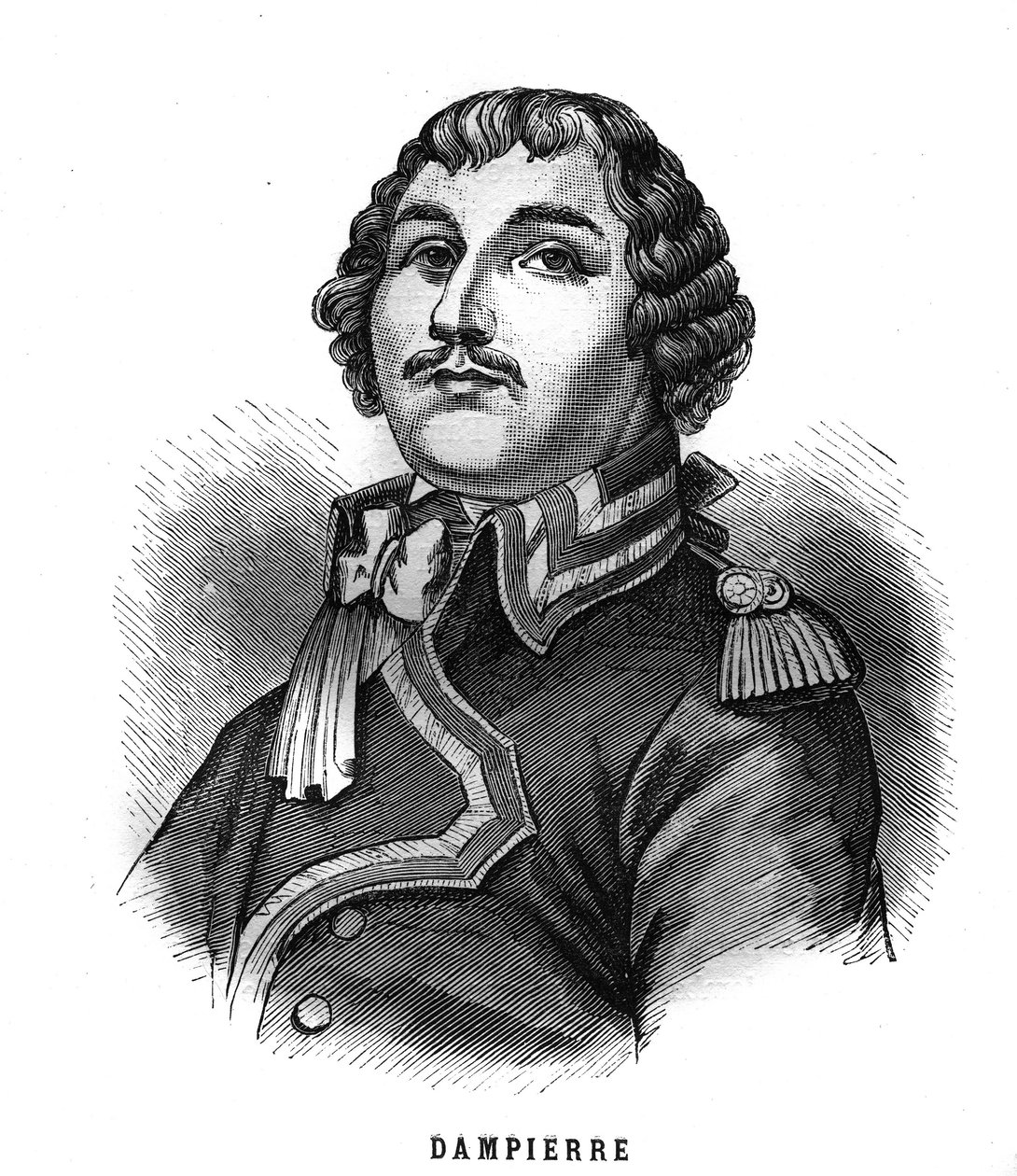Retrato de Auguste Picot de Dampierre (1756-1793), general de la Revolución Francesa. Grabado en "Les Illustrations De L