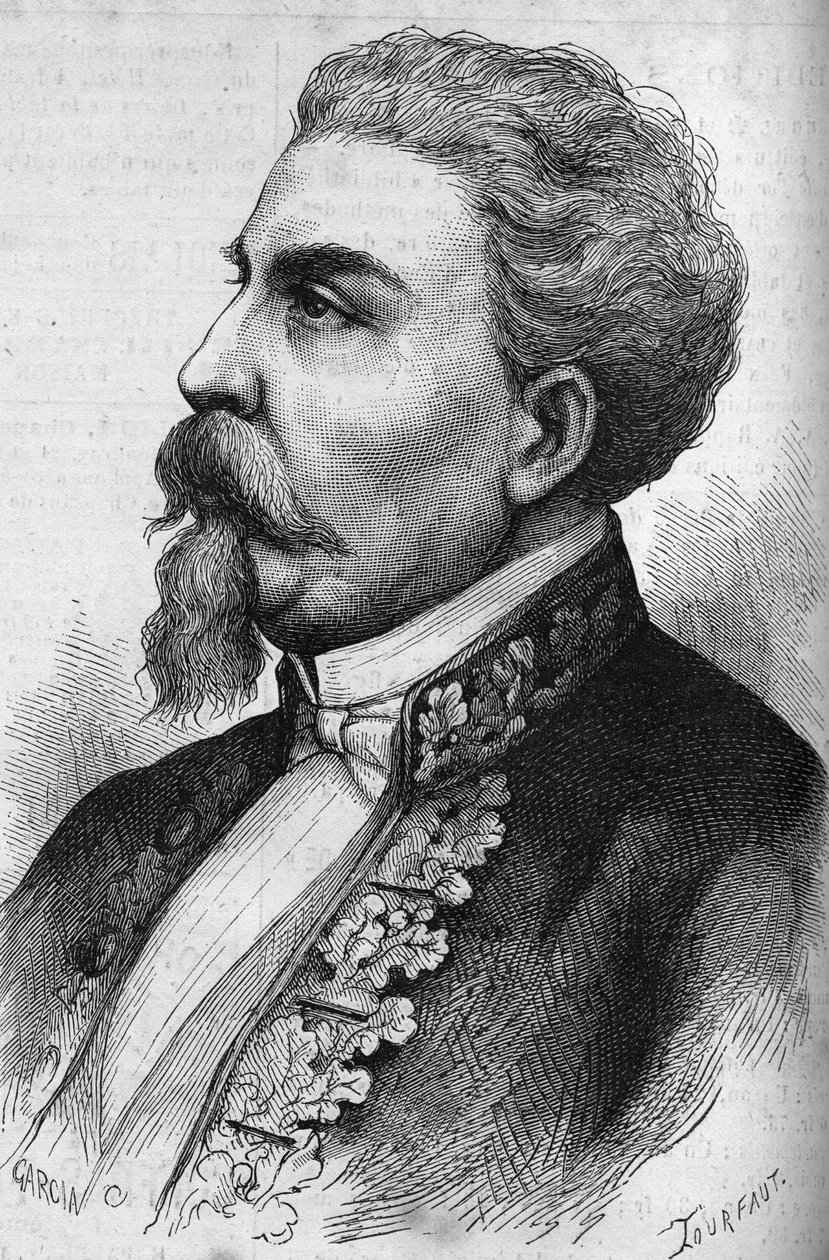 Retrato de Benedetto Cairoli (1825-1889), estadista italiano. Grabado en “Le Monde Illustré” n°1132 del 7 de diciembre de 1878. de French School