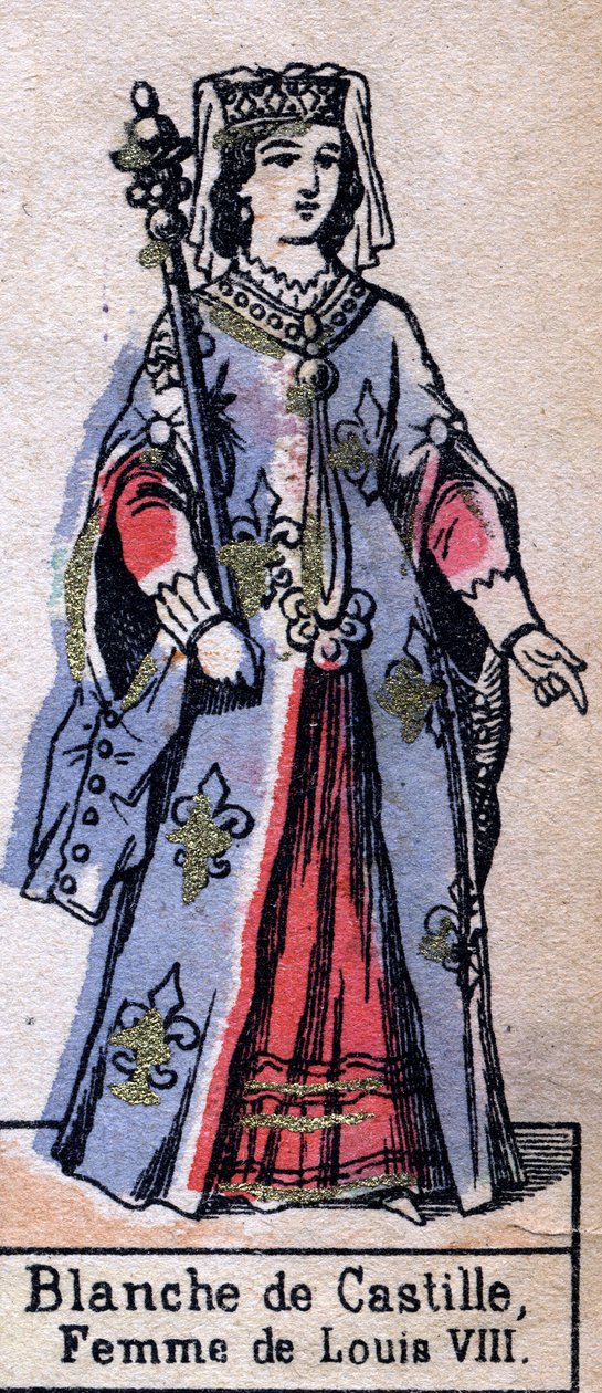 Retrato de Blanca de Castilla (1188-1252), esposa de Luis VIII de Francia. (Dinastía Capetiana). Ilustración de finales del siglo XIX de French School