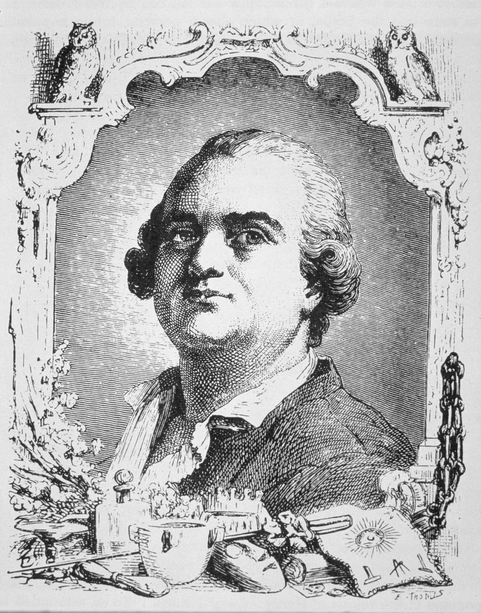 Retrato de Cagliostro (1743-95) copia de una ilustración de Histoire de la Magie por Paul Christian, usado en una Historia de la Magia, publicado a finales del siglo XIX de French School