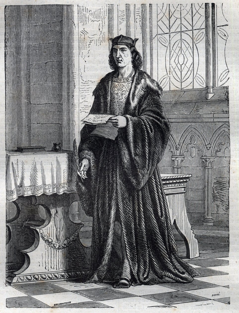 Retrato del Cardenal Pietro Carafa o Caraffa o Juan Pedro Caraffa futuro Papa Pablo IV (Paolo IV 1476-1559) Grabado en “Historia de los Papas (...) Crímenes de la Reina Rey y Emperadores a través de los siglos” de Maurice Lachatre de French School