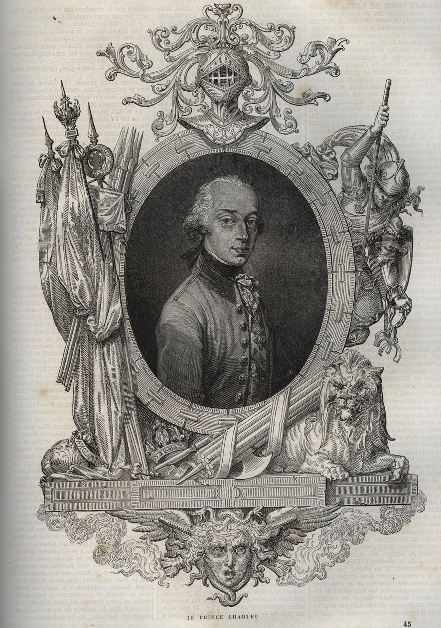 Retrato de Charles-Louis de Austria-Teschen (Charles Louis de Austria Teschen) (1771-1847) (Erzherzog Karl von Österreich) Archiduque de Austria, Duque de Teschen - Archiduque Carlos, Duque de Teschen - de “Nueva Enciclopedia Nacional” por Maurice La Chare de French School