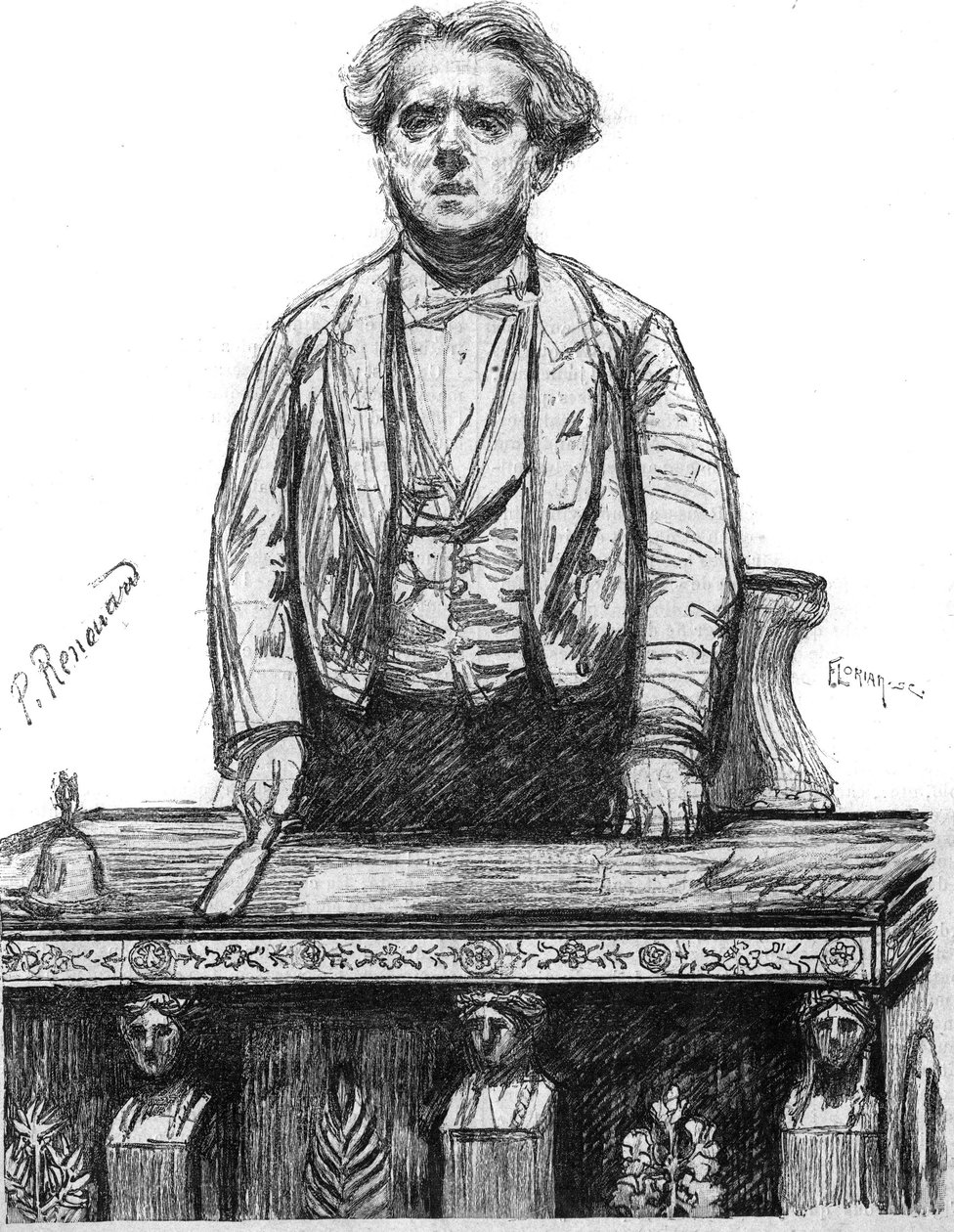 Retrato de Charles Floquet (1828-1896), abogado y político francés. Grabado en “La gazette du dimanche” del 16 de enero de French School