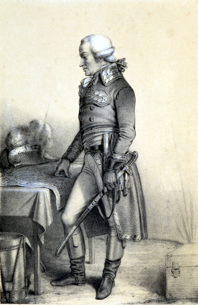 Retrato de Charles François du Périer dit Dumouriez (1739-1823), general francés. - en "Galería histórica de la Revolución Francesa" por Albert Maurin, ed. París 1843 de French School