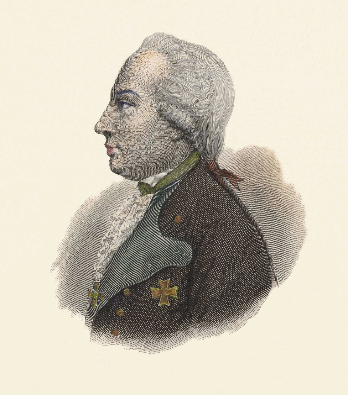 Retrato de Charles Guillaume Ferdinand, duque de Brunswick (1735-1806), general prusiano. en "Portraits des Hommes Useful". de French School
