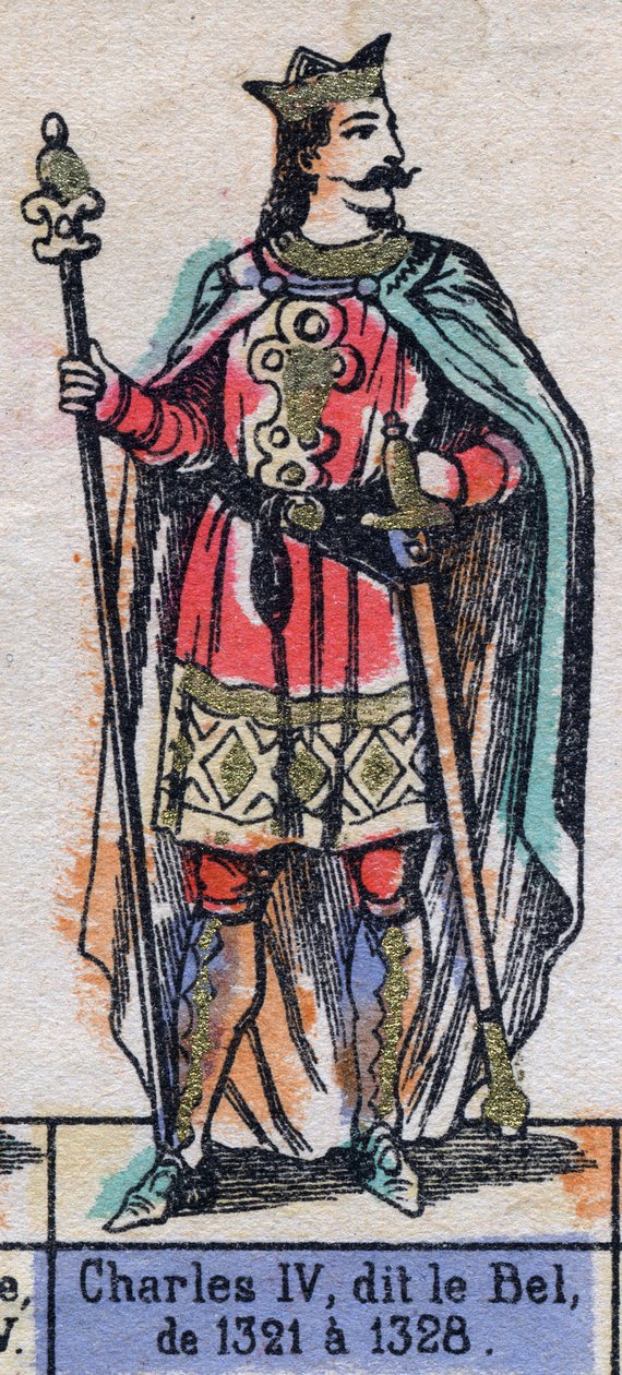 Retrato de Carlos IV de Francia, conocido como Carlos el Hermoso (1294-1328) (dinastía de los Capetos). Ilustración de finales del siglo XIX de French School
