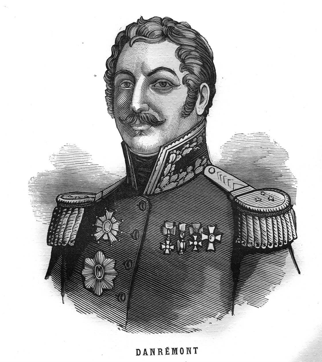 Retrato de Charles Marie, Conde Denys de Damremont (1783-1837), general francés. Grabado en “Les Illustrations De L