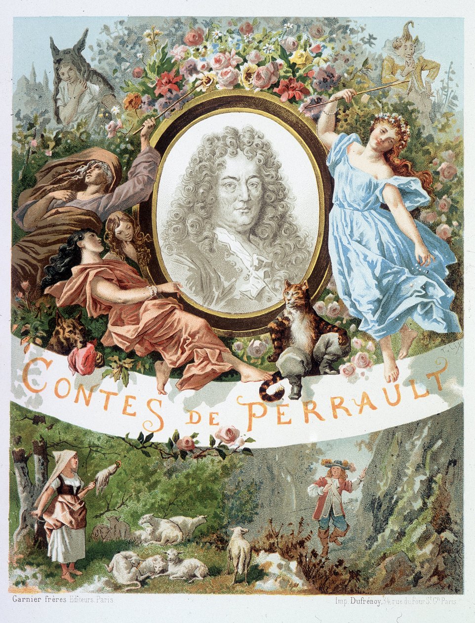 Retrato de Charles Perrault - Frontispicio de “Cuentos de Perrault” de French School