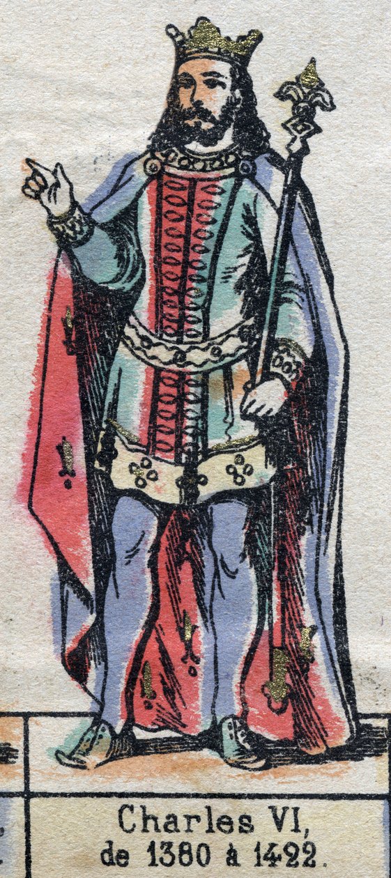 Retrato de Carlos VI de Francia, conocido como Carlos el Bienamado (1368-1422) (dinastía de los Capetos). Ilustración de finales del siglo XIX de French School