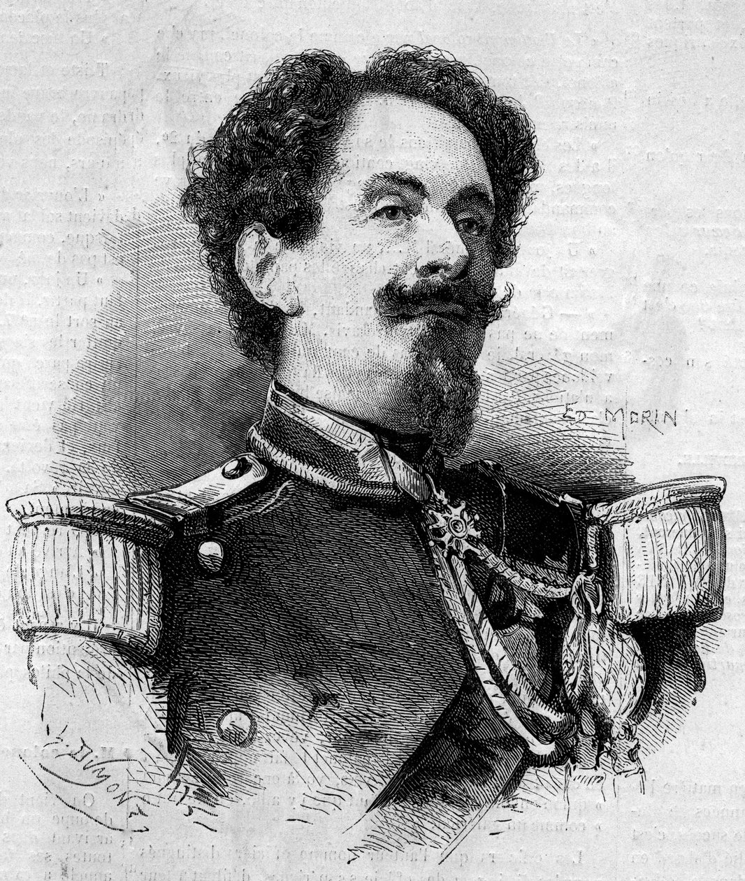 Retrato de Charles Victor Frebault (General Frebault) (1813-1888), Gobernador de Guadalupe. Grabado en "Le Monde Illustré" n°148 del 11 de febrero de 1860. de French School