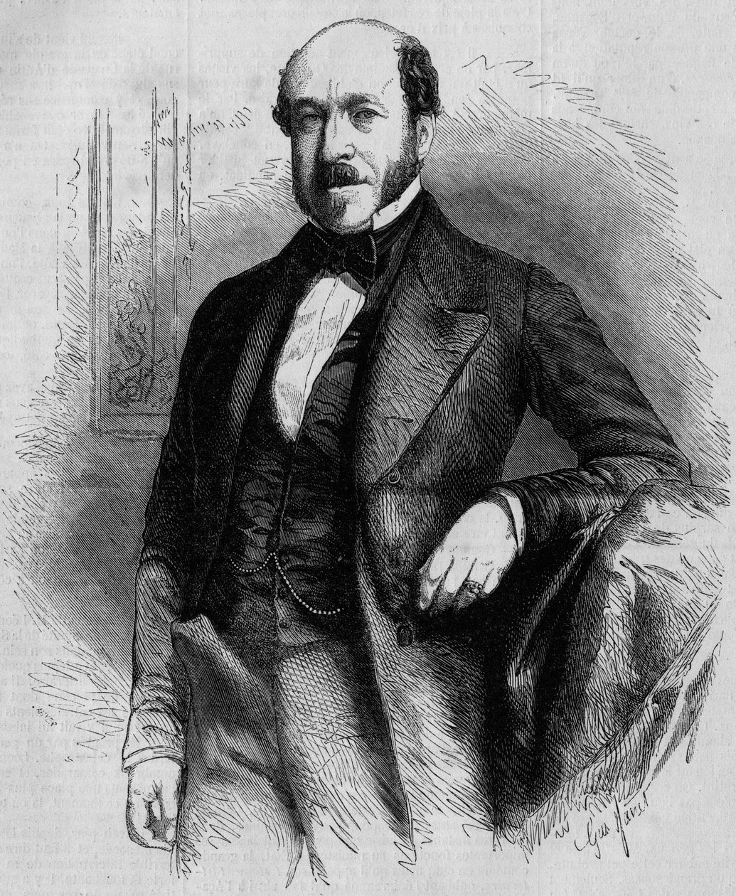 Retrato de Charles de Morny (1811-1866), político francés, presidente del Cuerpo Legislativo bajo el Segundo Imperio. Grabado en Le Monde Illustré n°33 del 28 de noviembre de 1857 de French School