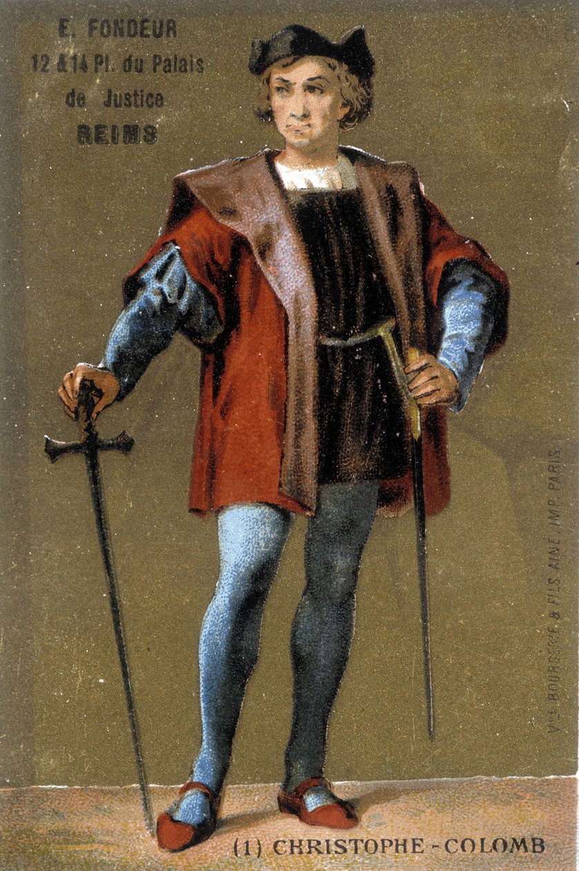 Retrato de Cristóbal Colón. Cromolitografía del siglo XIX de French School
