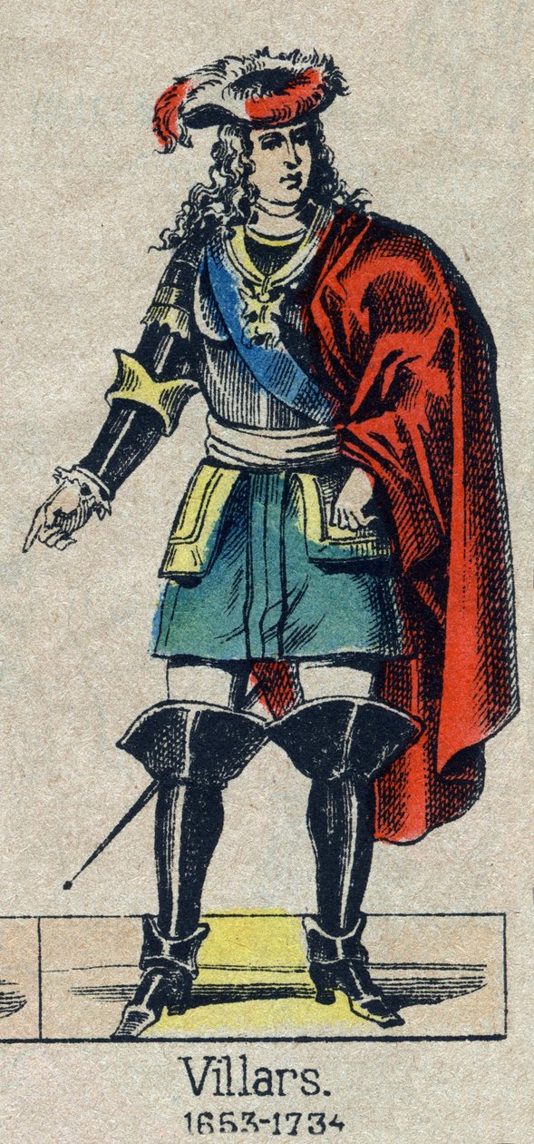 Retrato de Claude Louis Hector de Villars (1653-1734), mariscal de Francia. Imagen de Épinal de finales del siglo XIX. de French School